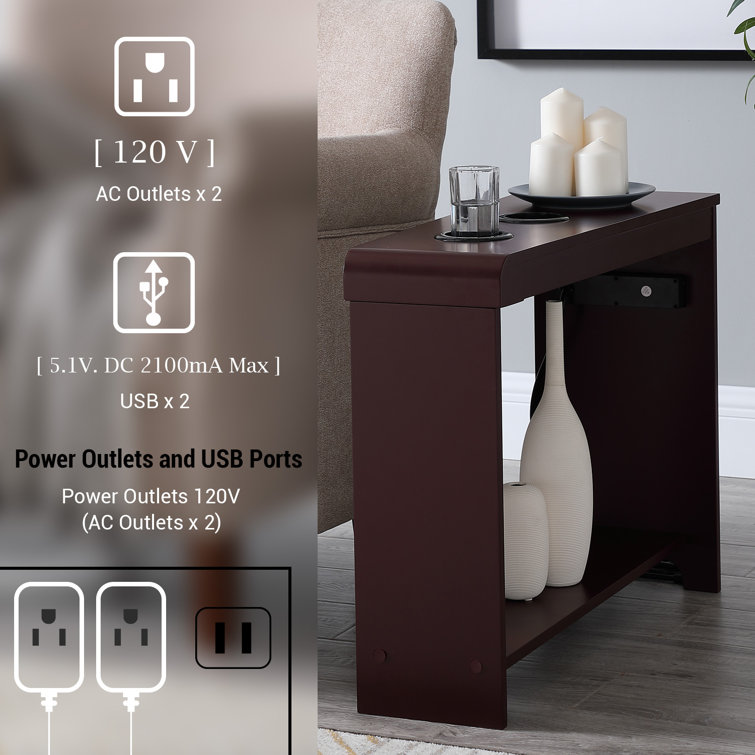 Slim end deals table with usb